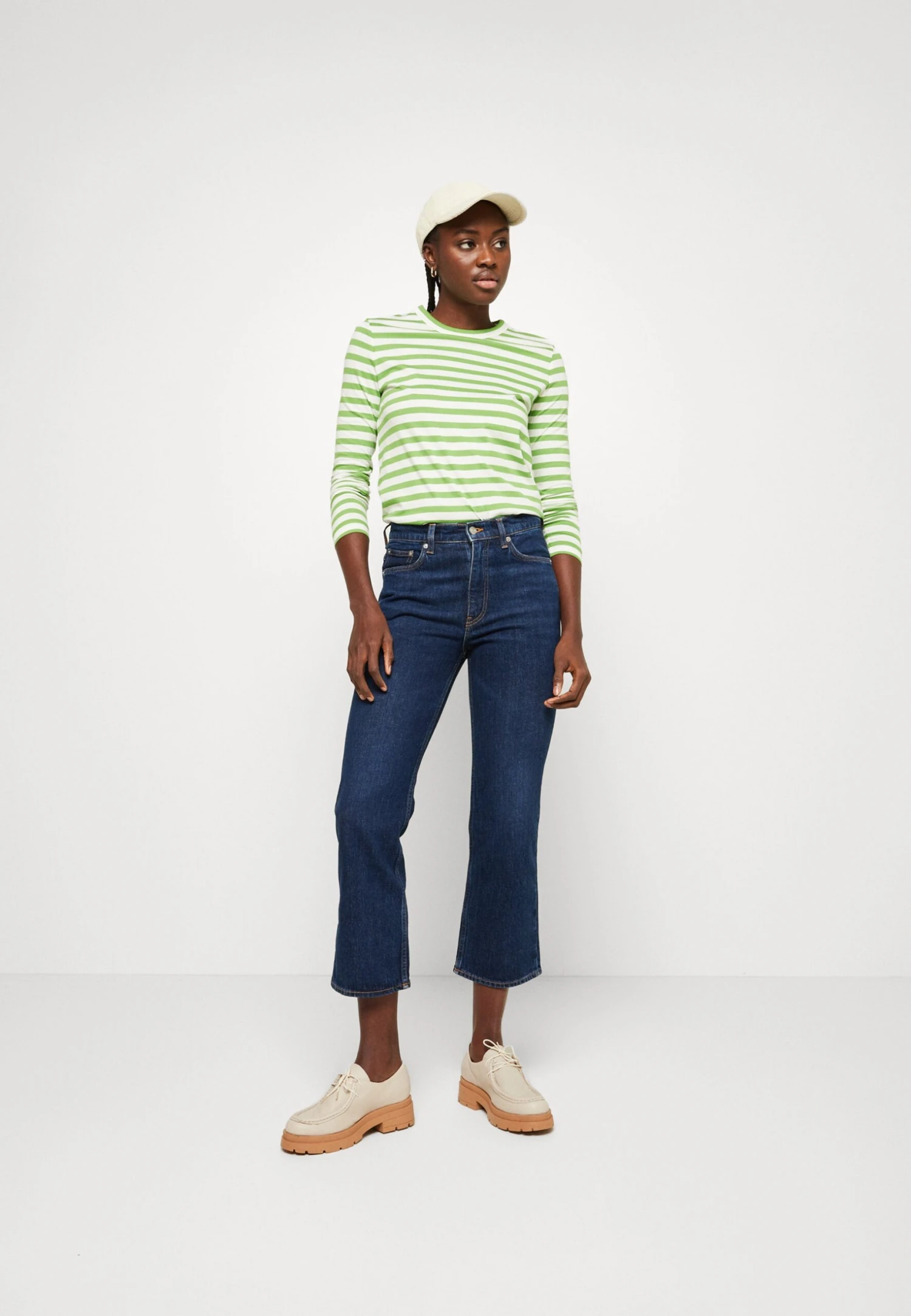 ARKET Long Sleeved Top - Green/Off White Stripe 2 ARKET Long Sleeved Top - Green/Off White Stripe - Image 2